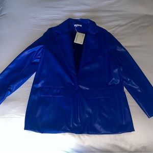 Blue leather blazer